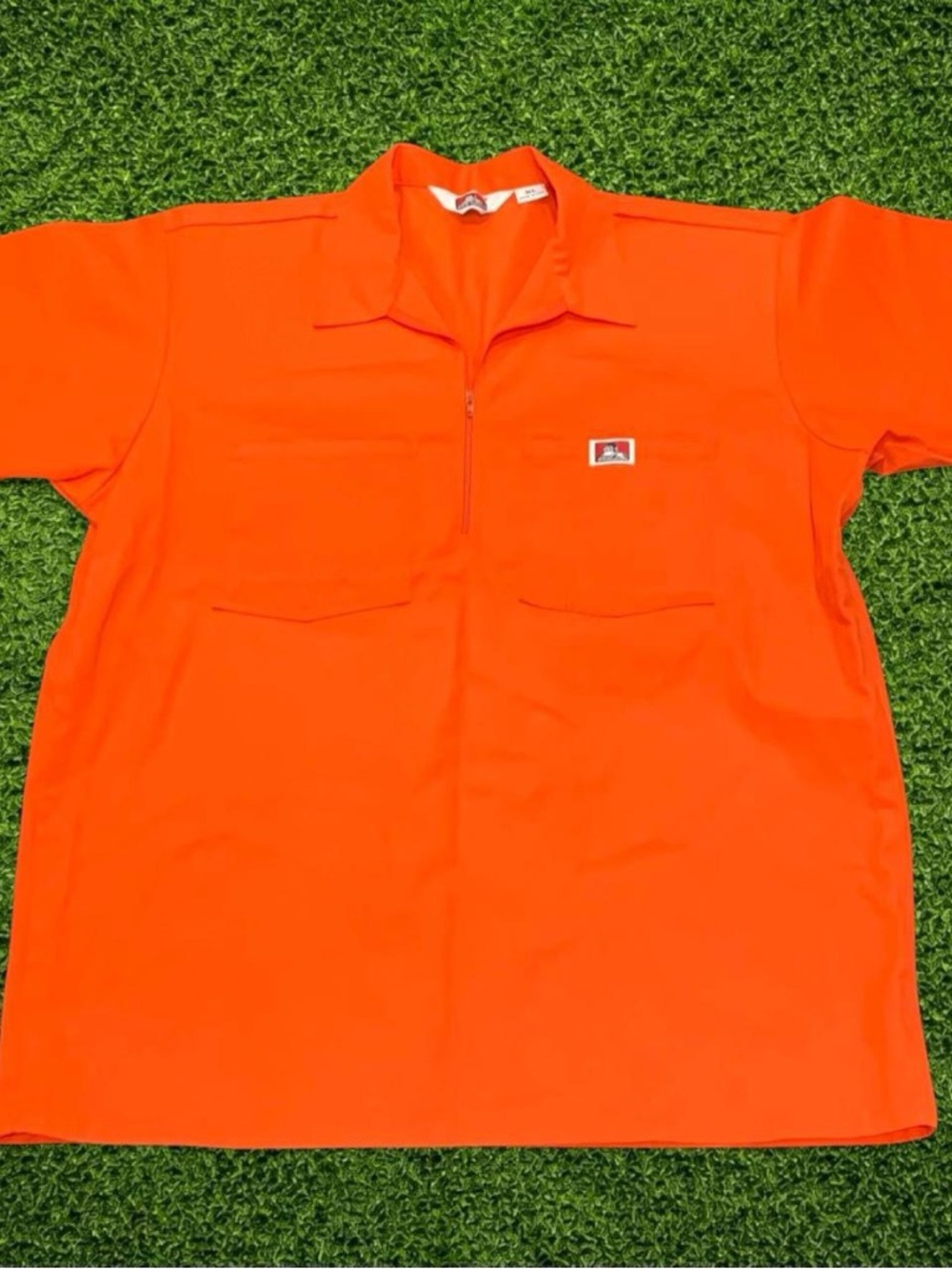 Ben Davis Orange Short-Sleeve Quarter-Zip Polo